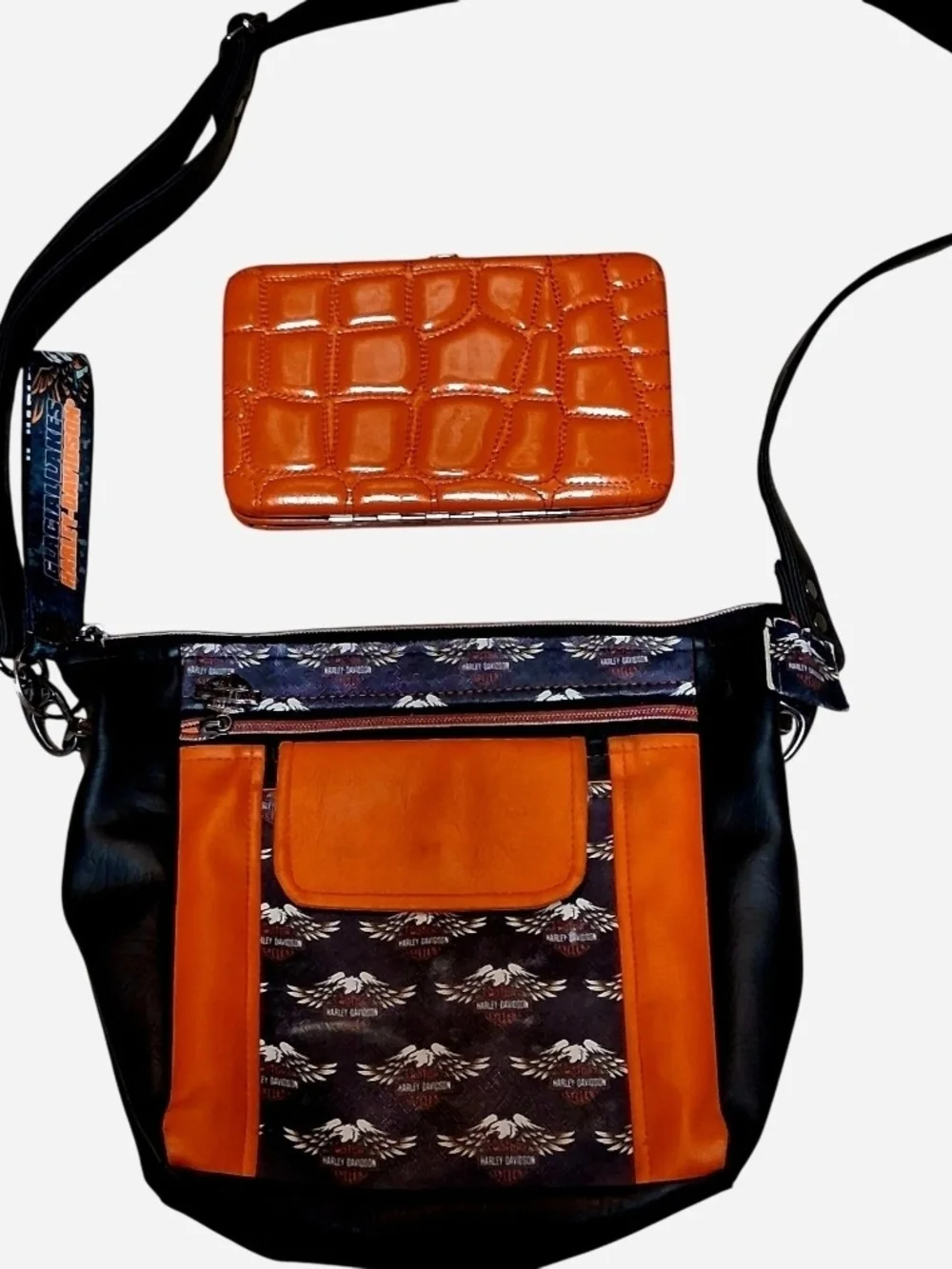 Harley-Davidson Retro Leather Purse & Orange Wallet Bundle